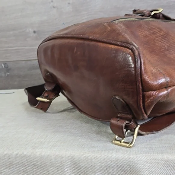 Bogner Brown Leather Backpack Travel Bag Handbag Tote - Picture 8 of 14